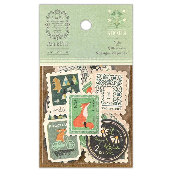 NEW // Verde Antik Piac Postage Style Sticker Flakes