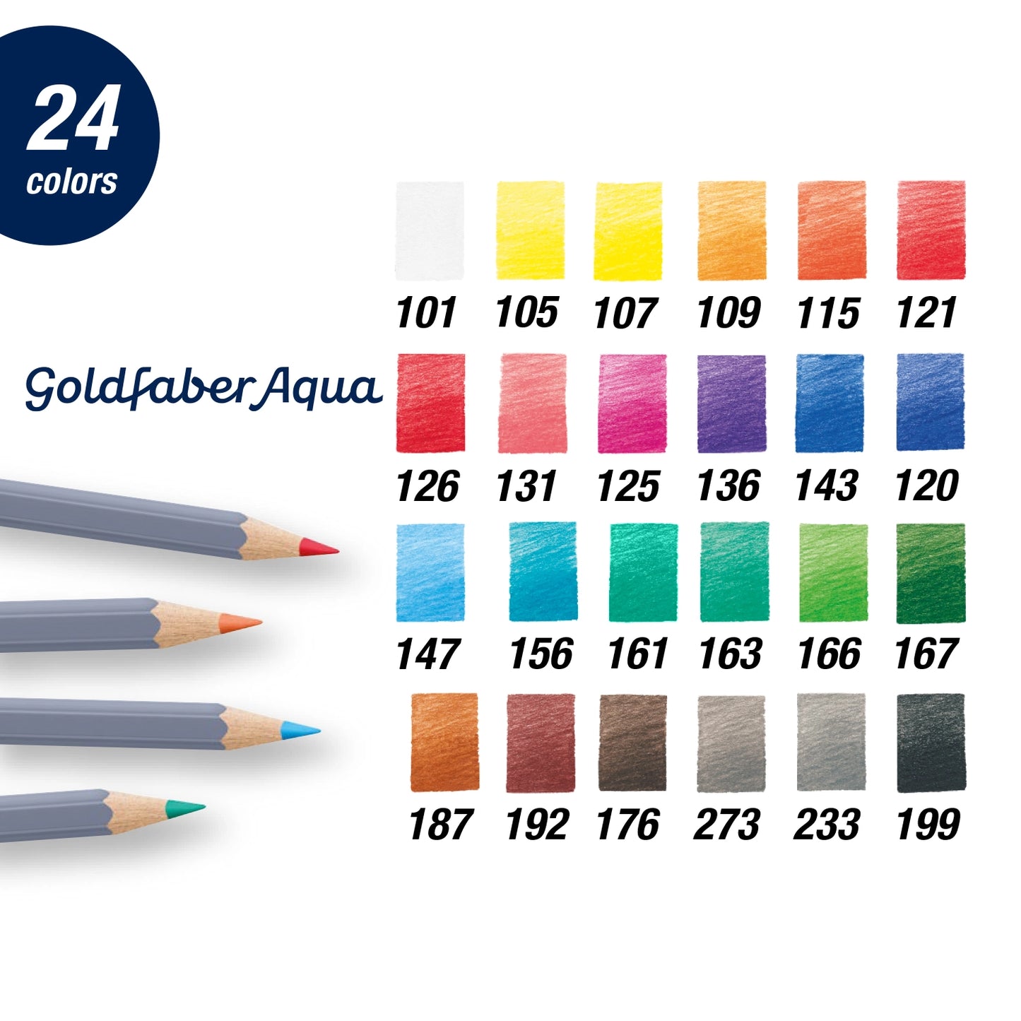 NEW // Faber-Castell Goldfaber Aqua Watercolor Pencils, Tin of 24