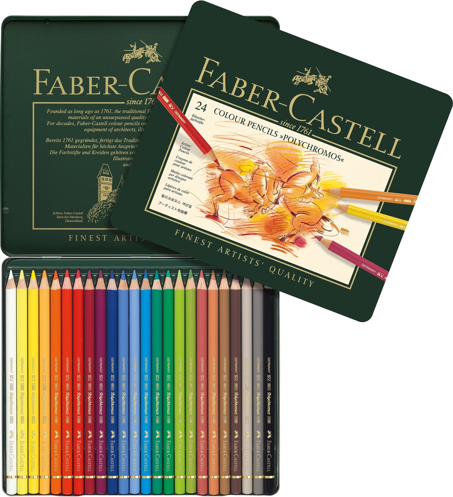 NEW // Faber-Castell Polychromos Artists' Color Pencils, Tin of 24