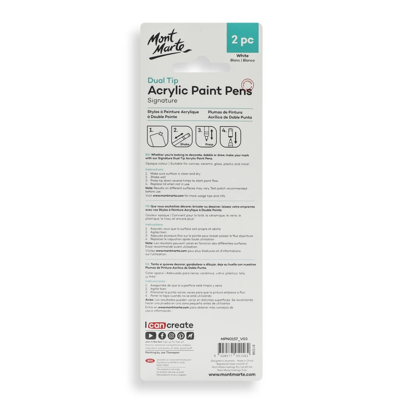 NEW // Dual Tip Acrylic Paint Pens Signature (2 pc) by Mont Marte