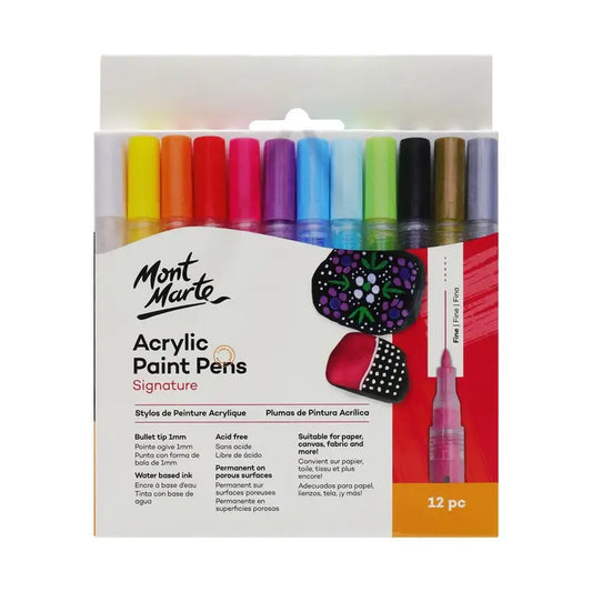 NEW // Acrylic Paint Pens Fine Tip 1mm (12) by Mont Marte