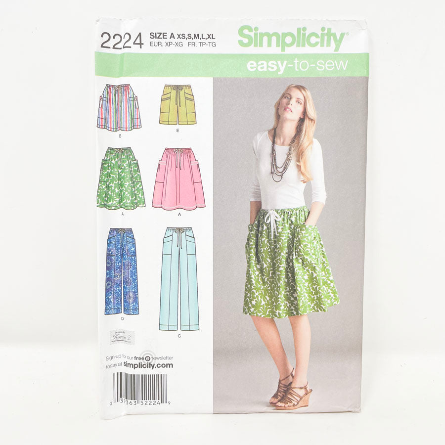 Simplicity 2224 Sewing Pattern - Skirt/Pants (XS-XL)