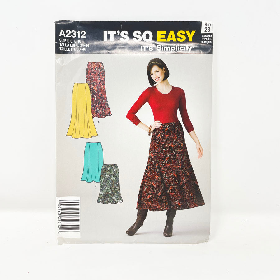 Simplicity A2312 Sewing Pattern - Skirt (8-18)