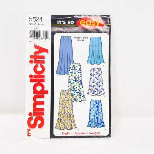 Simplicity 5524 Sewing Pattern - Skirt (8-18)