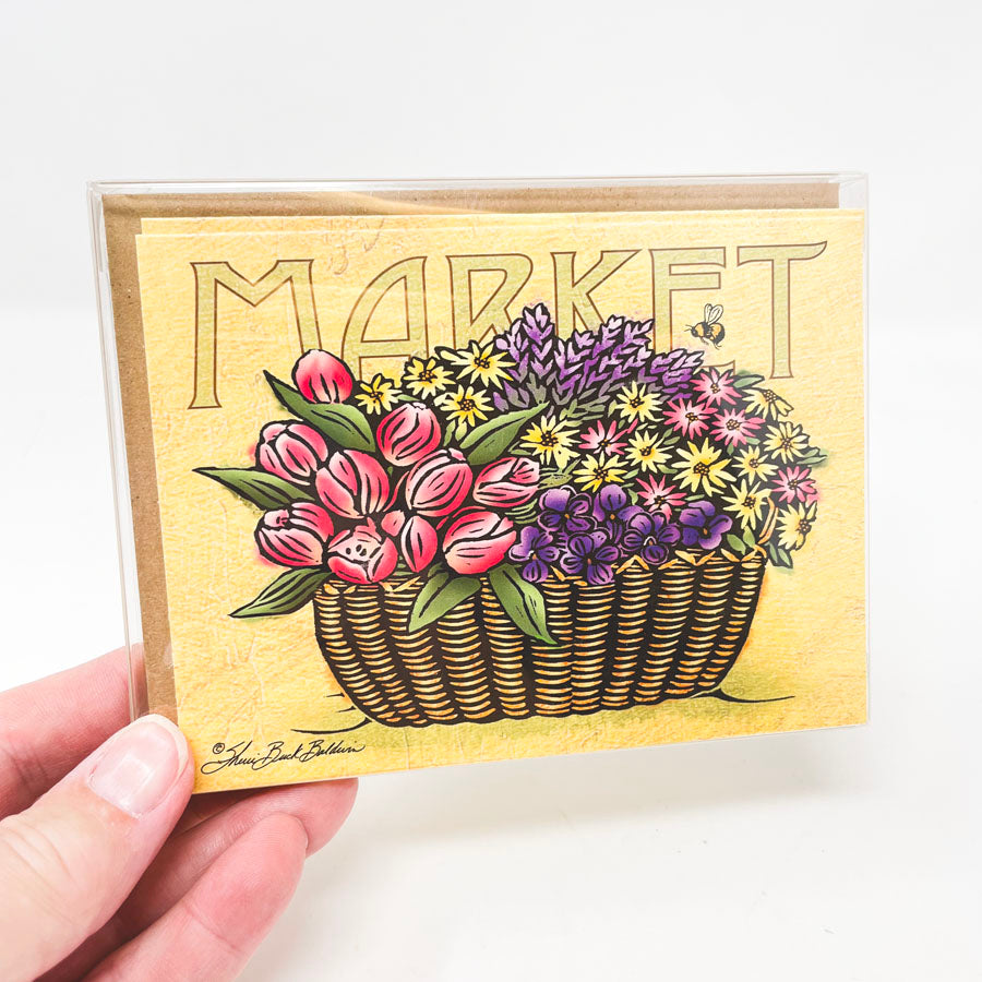 Flower Market Basket A2 Notecards