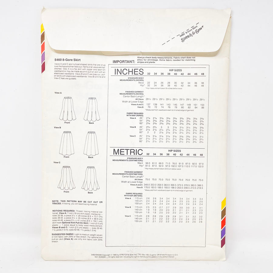 8 - Gore Skirt - In An Instant Sewing Pattern 5460 (1986)