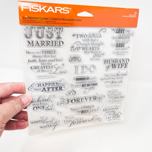 Fiskars Just Married Quotes Clear Stamp Set