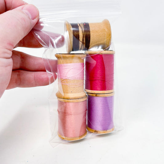 Wooden Spool Thread Bundle - Pinks