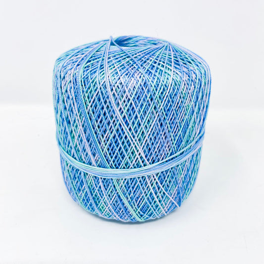 Multi Blues Crochet Thread Spool (Partial)