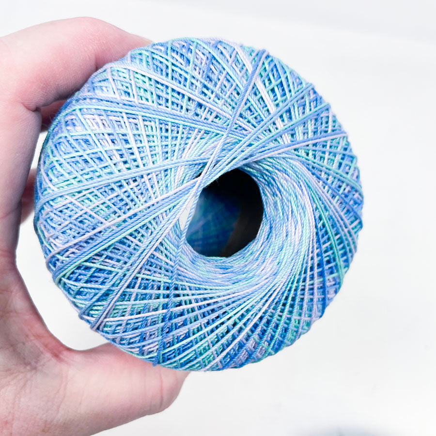 Multi Blues Crochet Thread Spool (Partial)