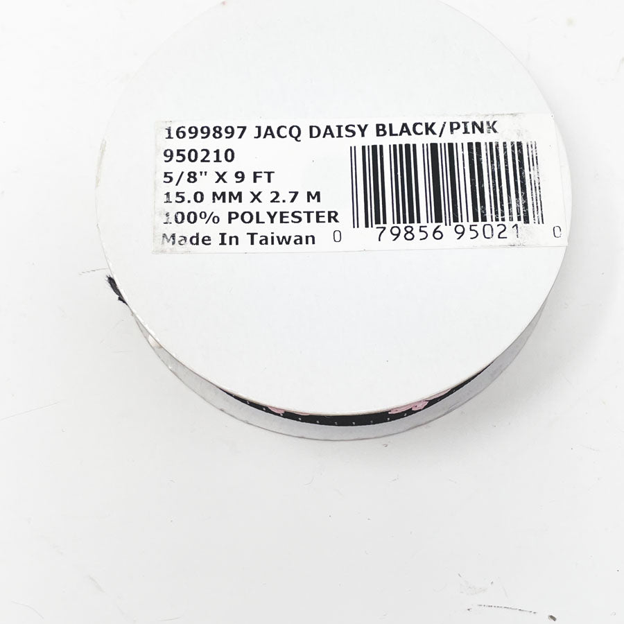 Offray Ribbon 5/8" - Daisy Black/Pink