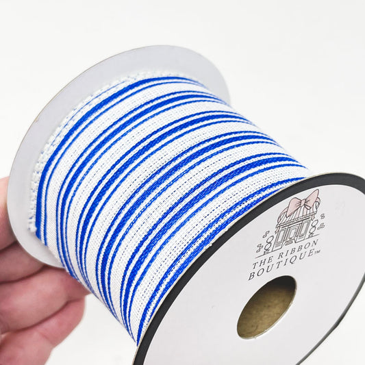 The Ribbon Boutique Wired Edge 2.5" Ribbon - Blue Stripe