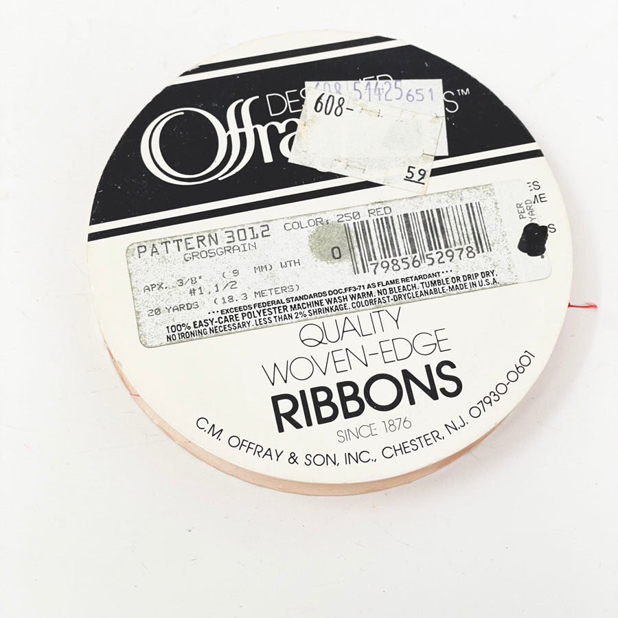 Offray Woven-Edge Ribbon 3/8" - Red