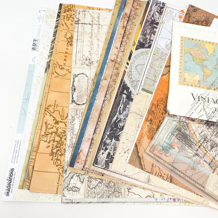 Antique Map Theme Paper Stack 12" x 12"