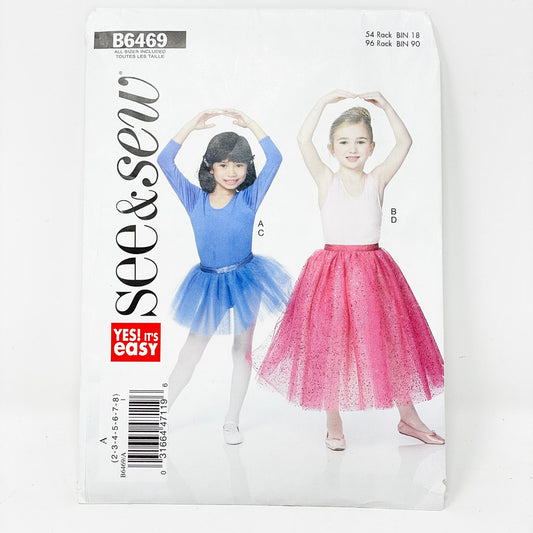 See & Sew Childs Ballet Tutu - B6469 - 2-8