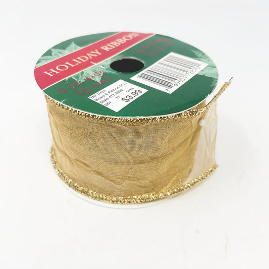 2" Gold Mesh Holiday Ribbon