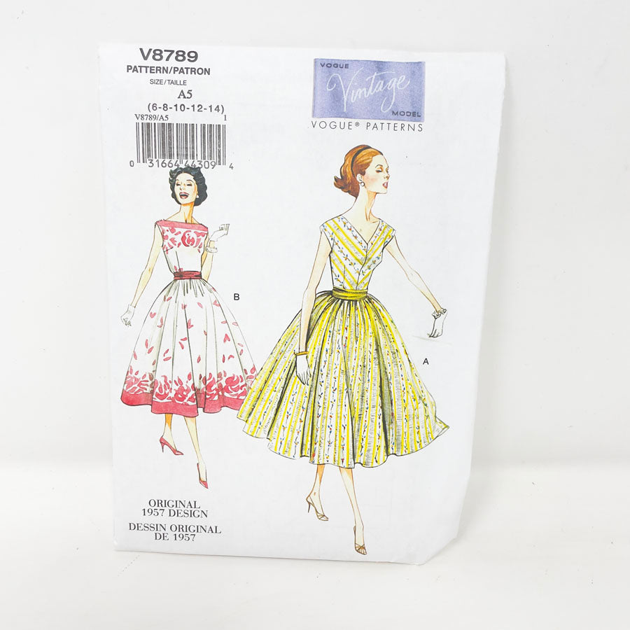 V8789 Dress Pattern (6-14)- Vogue - 1950s (New)