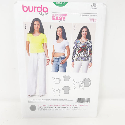 6820 T-Shirt Pattern (6-20) - Burda - 2015