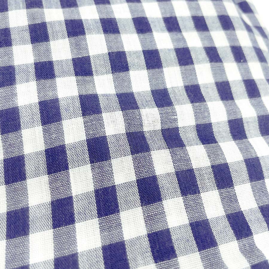 Navy Gingham Lightweight Woven Cotton Fabric