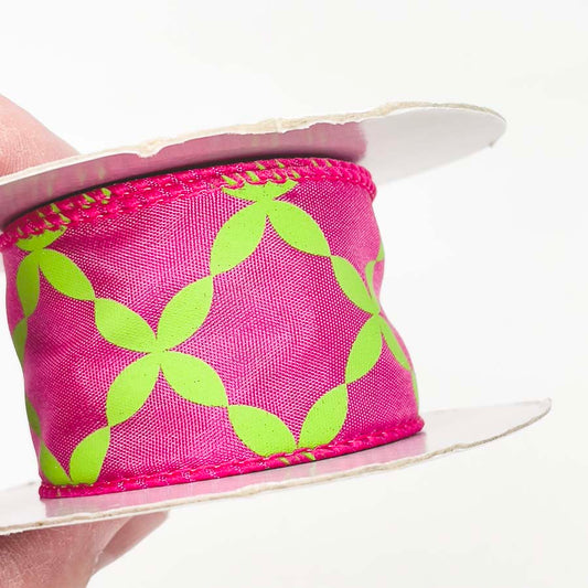 Wired Bright Pink Poly Ribbon - 1.5"