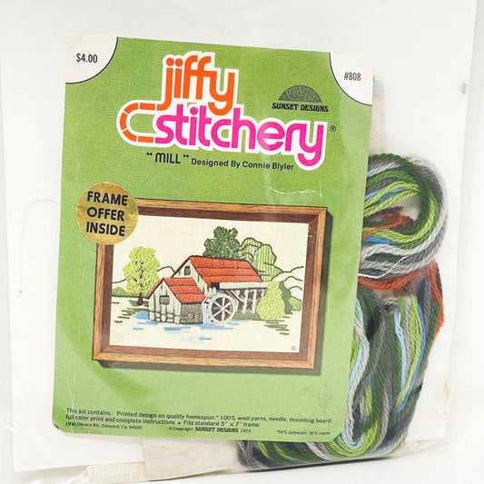 Sunset Designs Jiffy Stitchery "Mill" by Connie Blyler Embroidery Kit (Partially Finished)