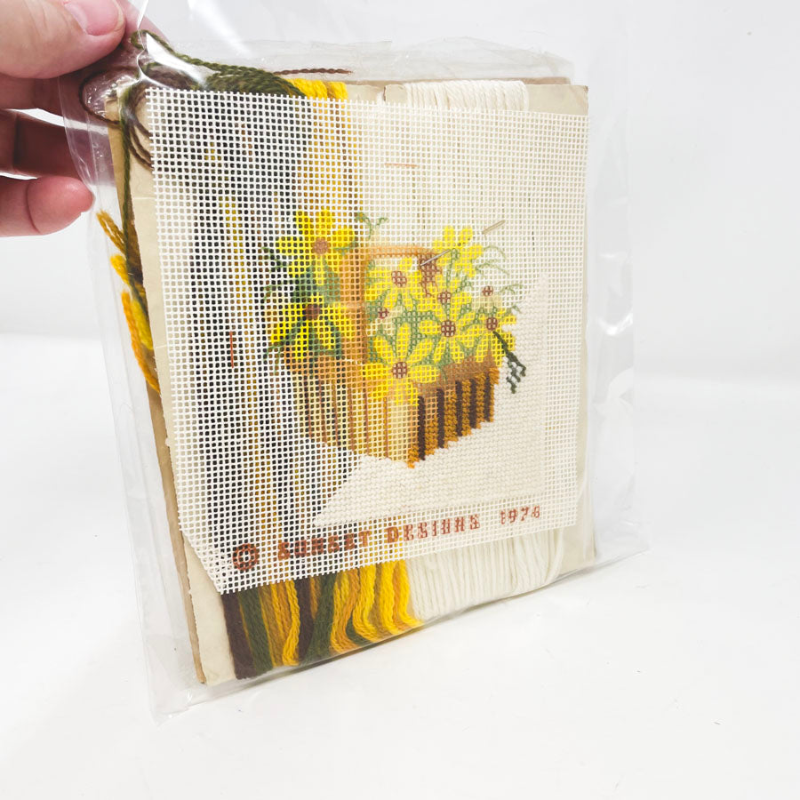 Yellow Daisy Basket Cross Stitch Kit by Nancy Overton Needle Pointers #5254B (Partially Finished)