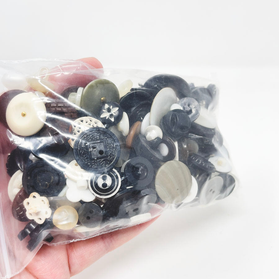 Vintage Buttons--Bag of Black/Brown/White