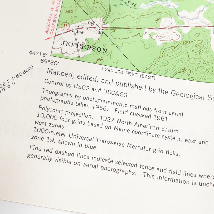 Vintage US Department of the Interior Geological Survey Map - Razorville Maine - 1961