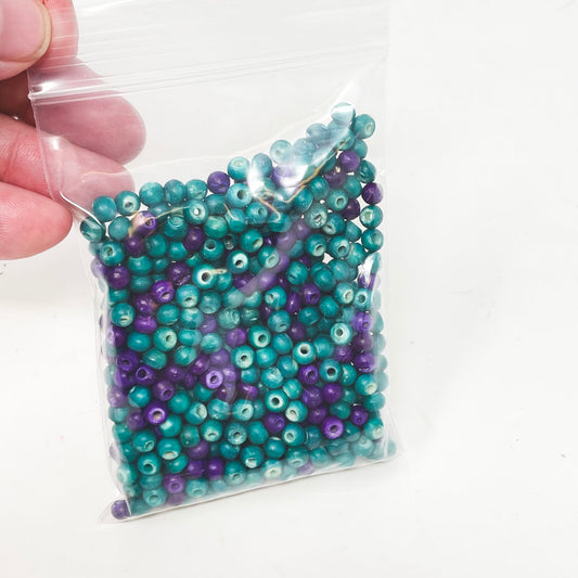 Bagged Bead Blend - Purple Teal Wood