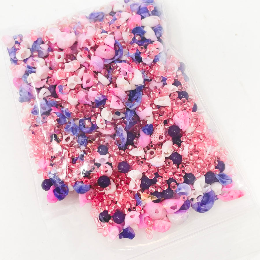 Assorted Pink/Purple Seed & Shell Beads