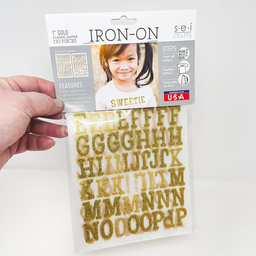 SEI Crafts 1" Gold Glitter Iron On Letters