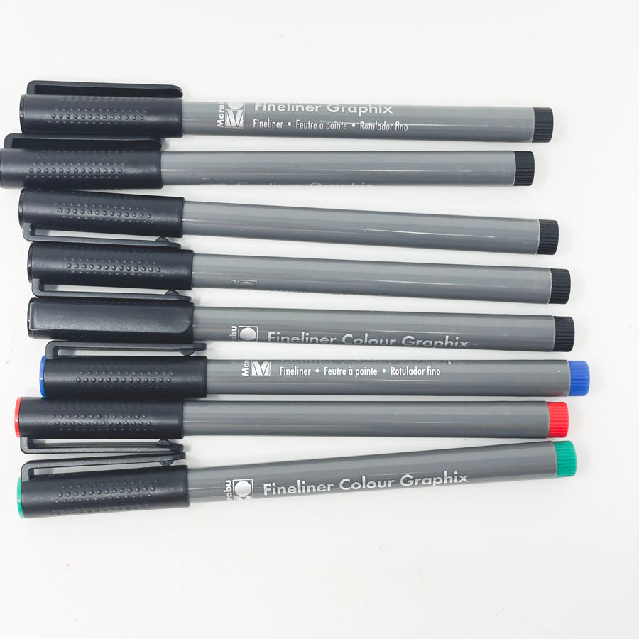 Marbu Fineliner Colour Graphix Pen Set (8)