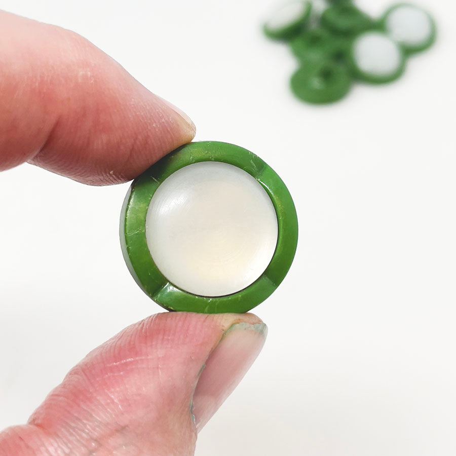 Green Plastic and Pearlized Center Buttons