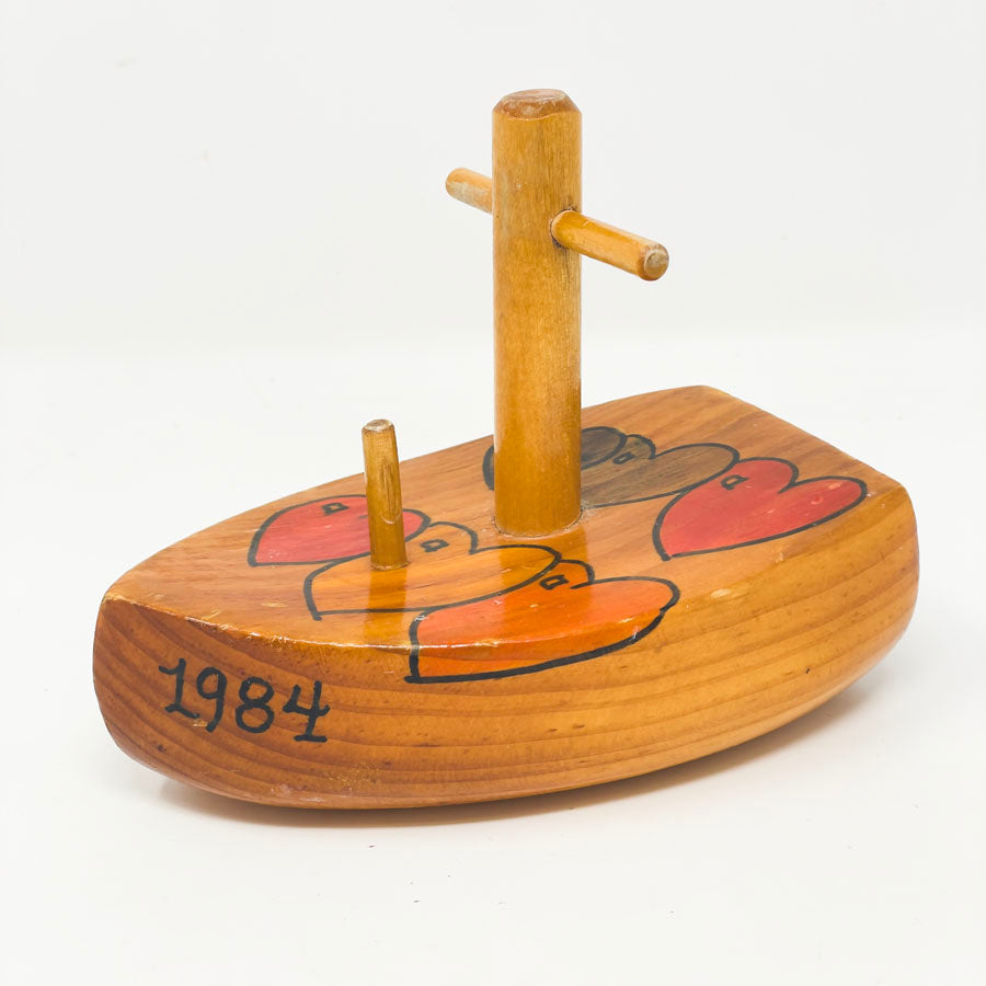 Vintage Dana McNill Wooden Bath Boat - Happy Birthday