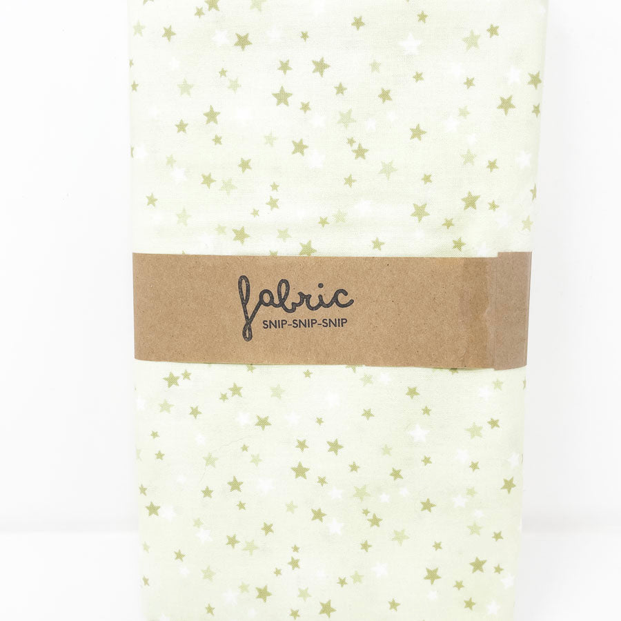 Pale Green Star Cotton Fabric - appx. 1.5 Yard