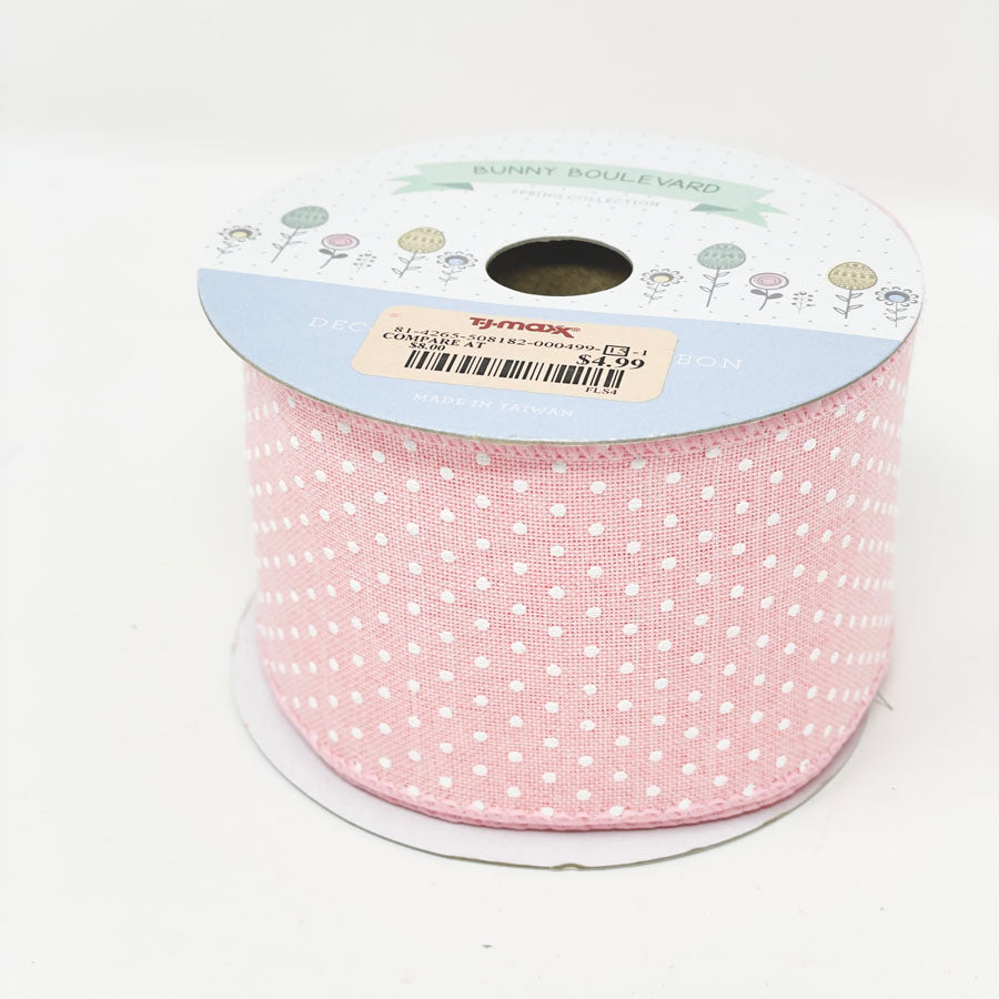 Pink Polka Dot Wired Ribbon