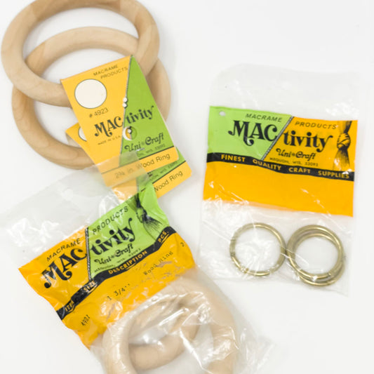 Vintage Wood Mactivity Macrame Hoops