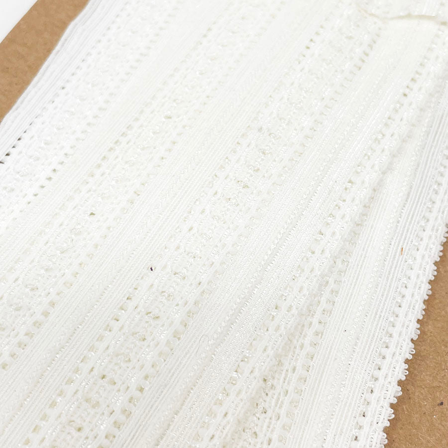 Thick White Stretch Lace Trim - 6.5 yds