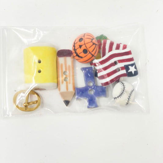 Assorted Buttons - Pumpkin/Flag