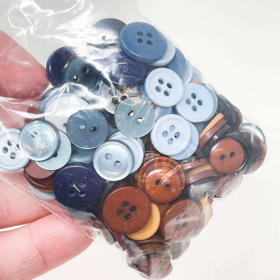 Blue/Brown Button Bags