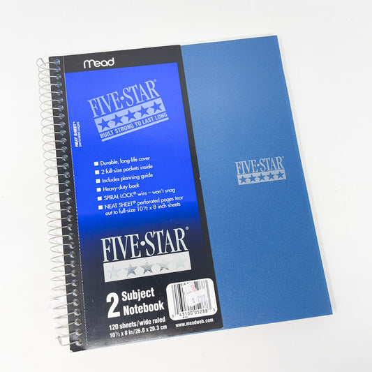 Mead Five-Star Two Subject Notebook