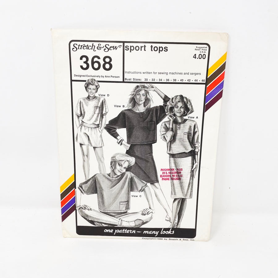 Sports Top Stretch & Sew Sewing Pattern #368