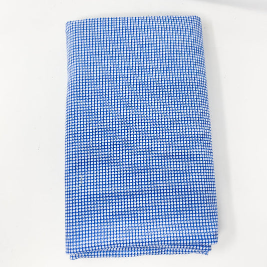 1 yd - Bright Blue Check Flocked Corduroy Fabric