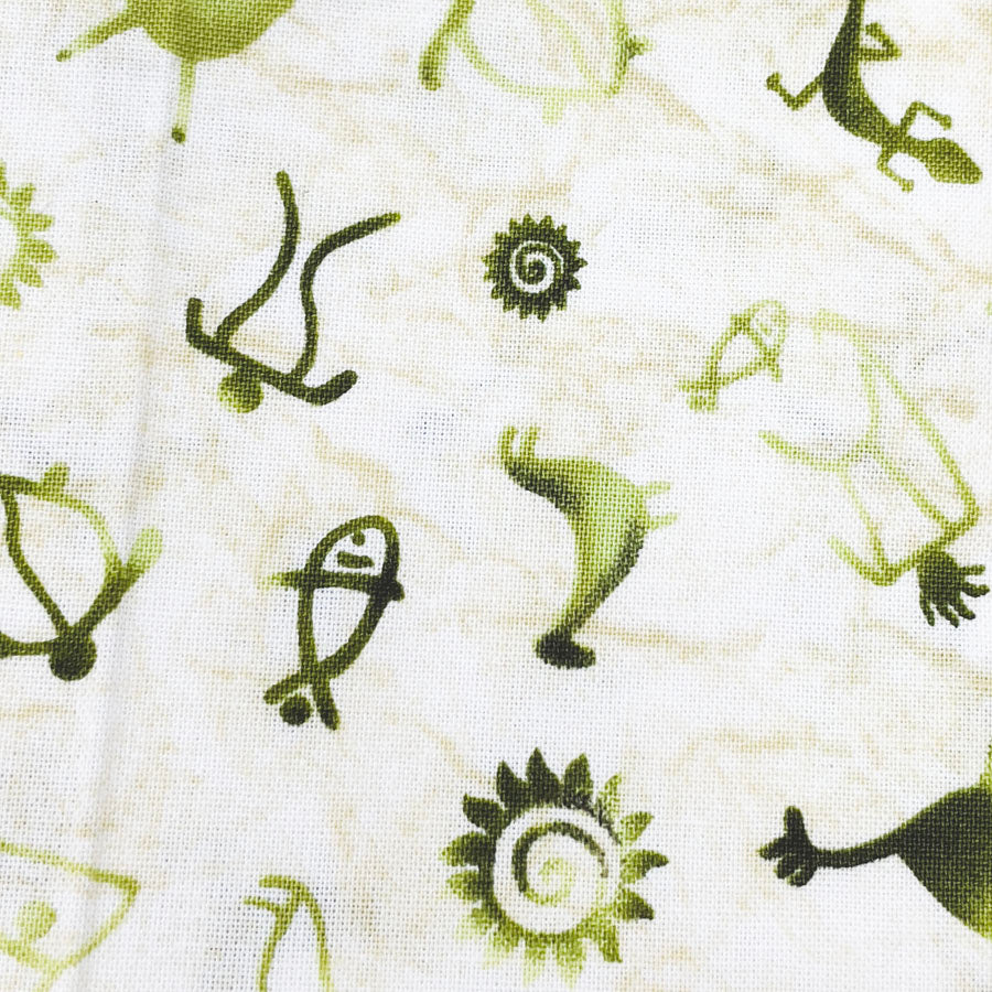 1.5 yd - Green Cave Drawings - The Aloha Quilt Fabric