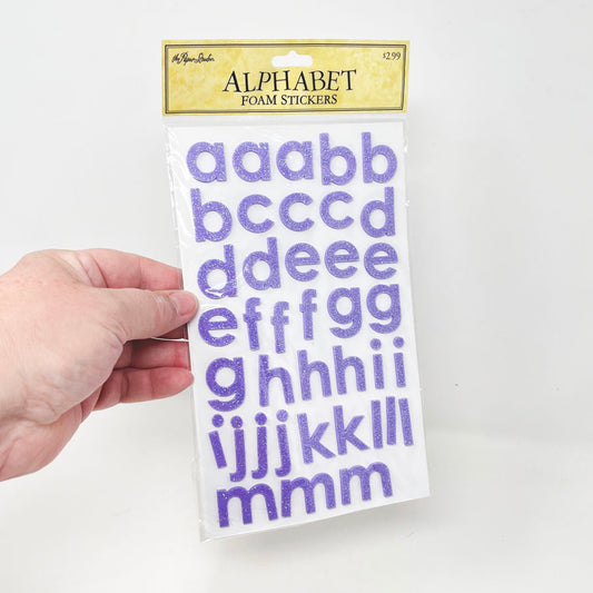 The Paper Studio - Purple Glitter Foam Alphabet Stickers