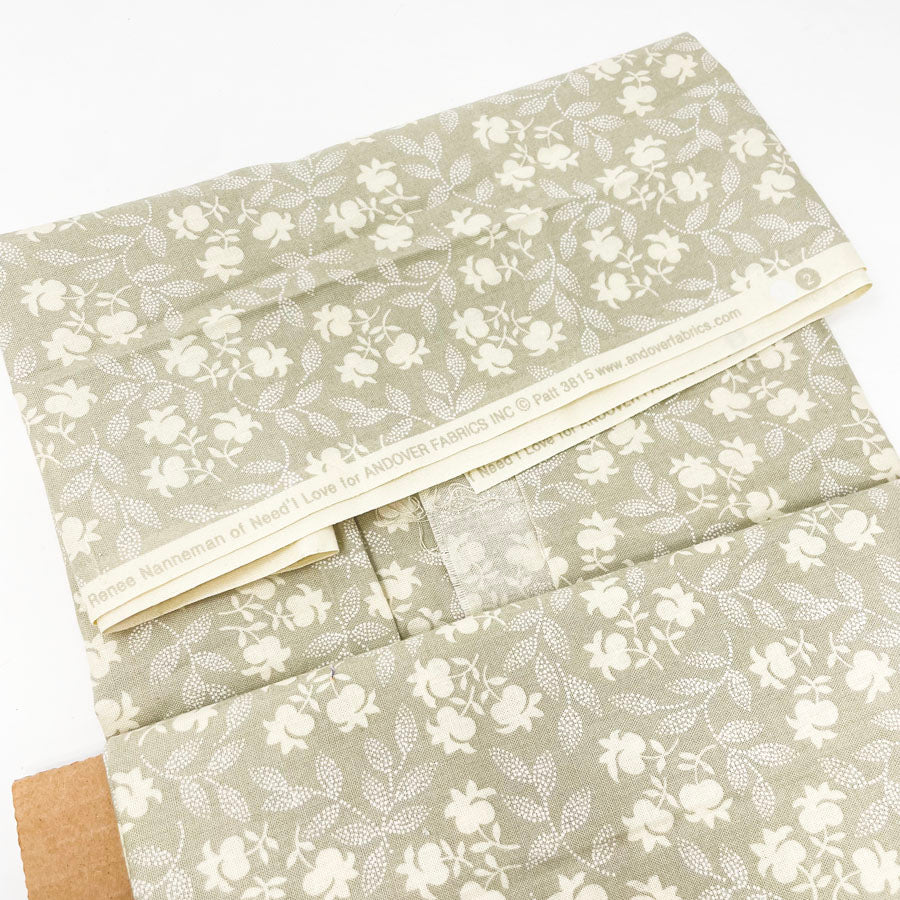 1 yd - Tan and Cream Floral Fabric - Andover Fabrics