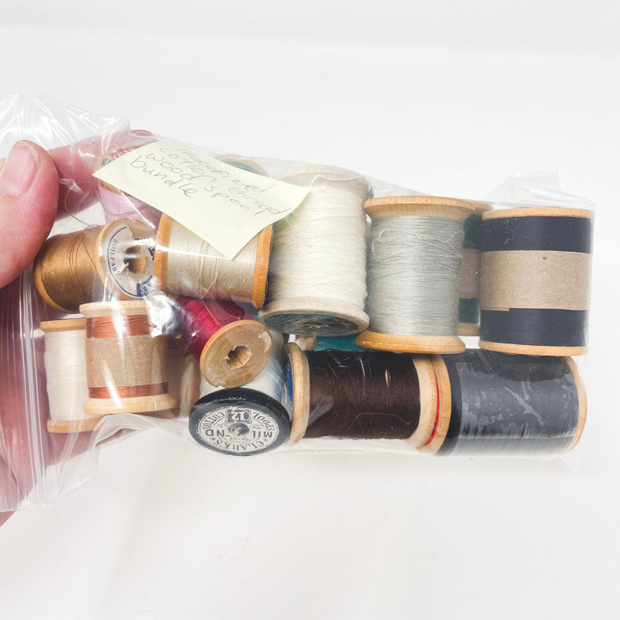 Mercerized Cotton Thread Wood Spool Bundle