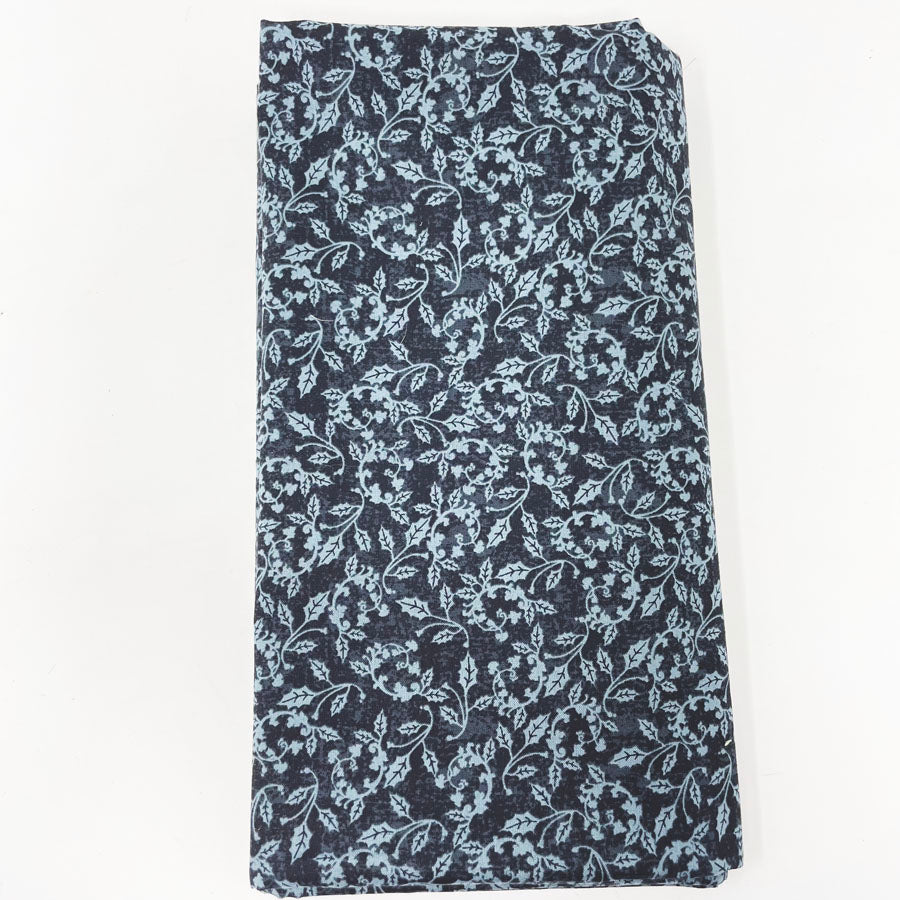 3 yds - Blue/Charcoal Vine Pattern Fabric