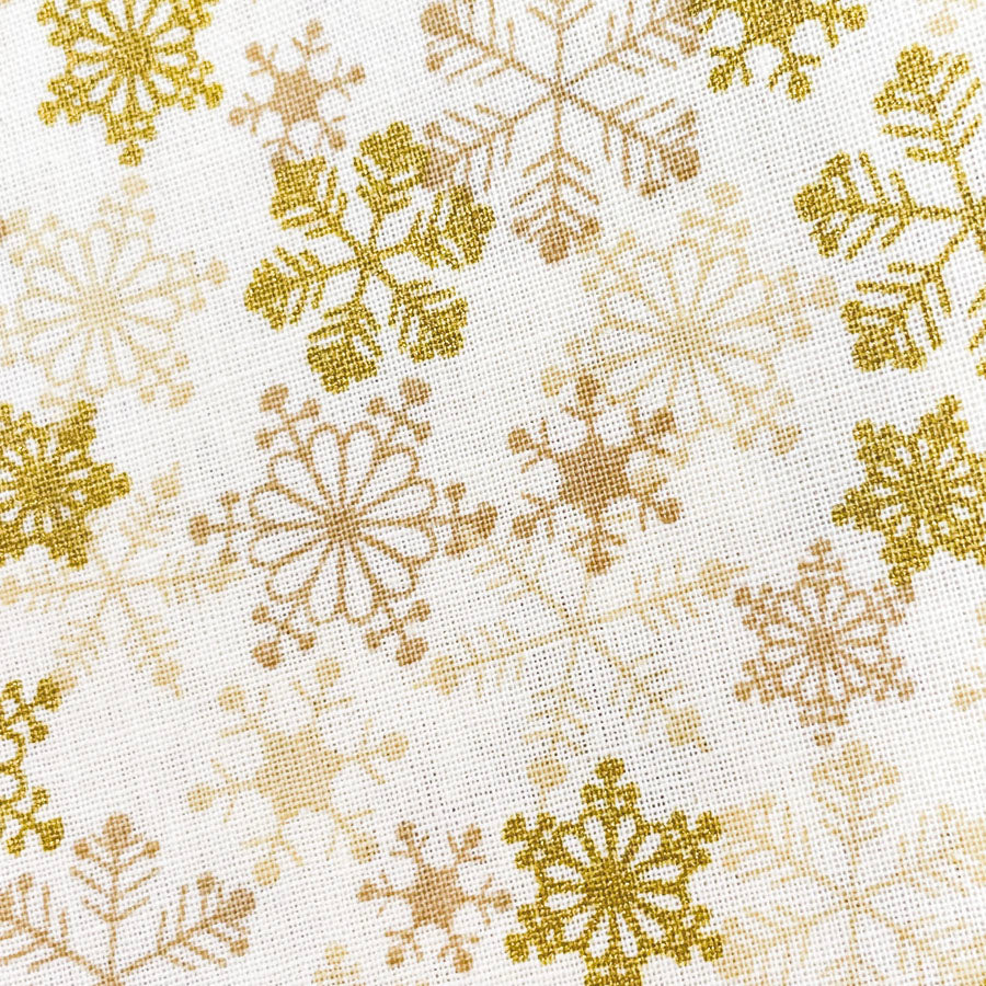 1.5 yds - Gold Snowflakes Quilting Cotton Fabric