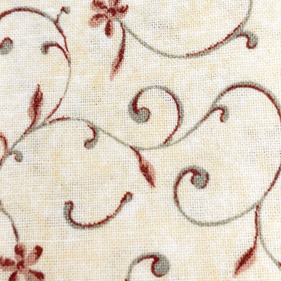 2 yd - Cream with Vine Cotton Fabric